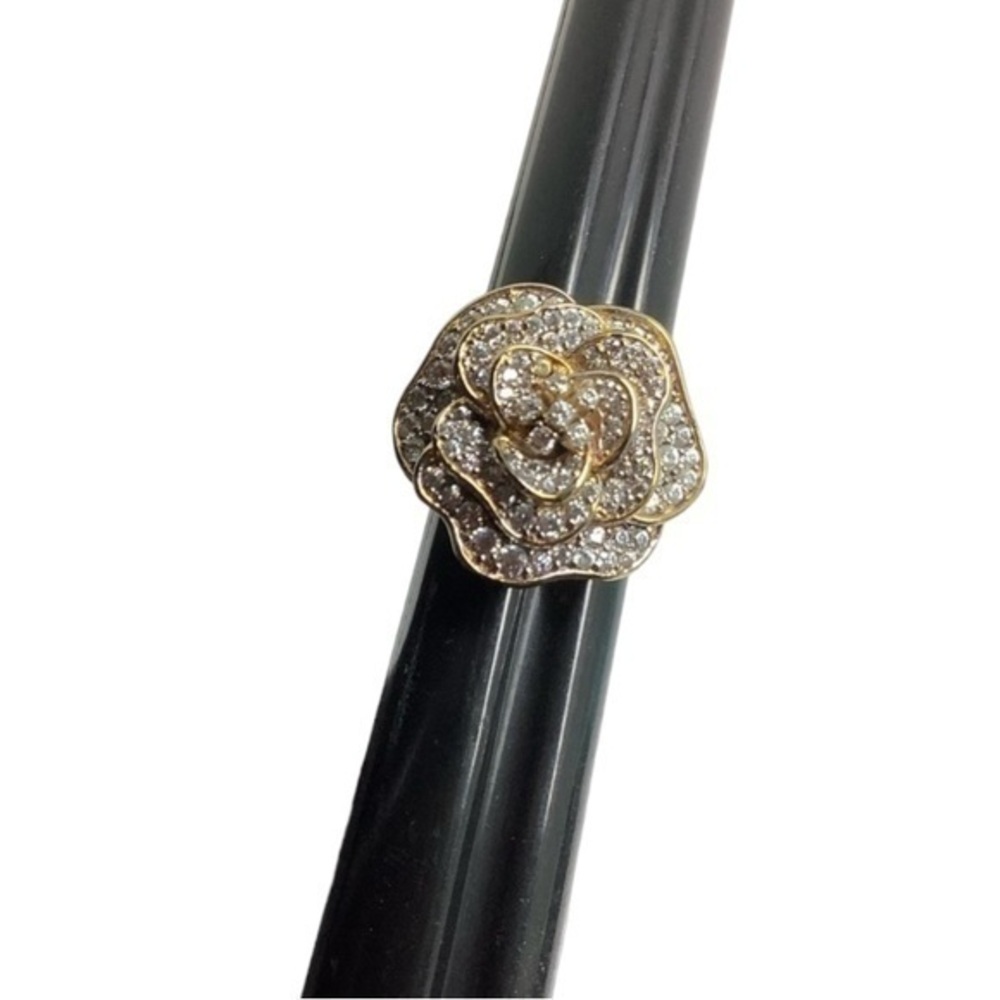 Gold over Sterling silver CZ floral ring